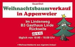 Weihnachtsbaumverkauf in Bodersweier am Fr., 6.12. +Sa., 7.12. und Fr., 13.12. +Sa., 14.12. und Mi., 18.12. +Do., 19.12.19 Verkauf auf dem Kirschhof bei der Fam.