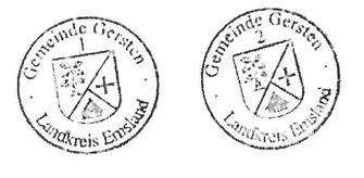 1 der Gemeinde Gersten mit einem Durchmesser von 35 mm Dienstsiegel Nr. 1 und Nr.