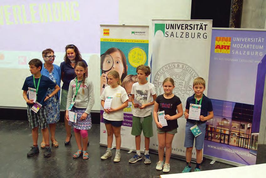 162 BERICHTE KinderUNI Vom 3. 13. Juli 2018 bot die Universität Mozarteum gemeinsam mit der Paris Lodron Universität Salzburg und mit Unterstützung des Vereins Spektrum bereits zum 10.