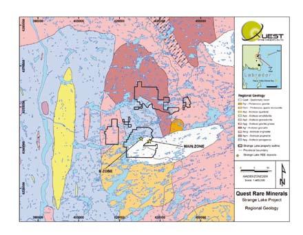 Schwerpunkt: Rohstoffe SCHWERPUNKT: ROHSTOFFE Kanada wieder im Visier Regionalgeologische Karte der Schwere Seltene Erden Lagerstätte Strange Lake, Québec, mit Lage der Hauptmineralisationszonen.