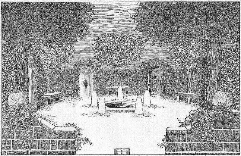 Die Landesgruppe HH/S-H der DGfG zwischen 1906 und 1945 Abbildung 44: Ansicht eines Idealentwurfes von Harry Maasz für einen Gartenhof in einer Gartengemeinschaft von Beamtenhäusern von Willy Boeck
