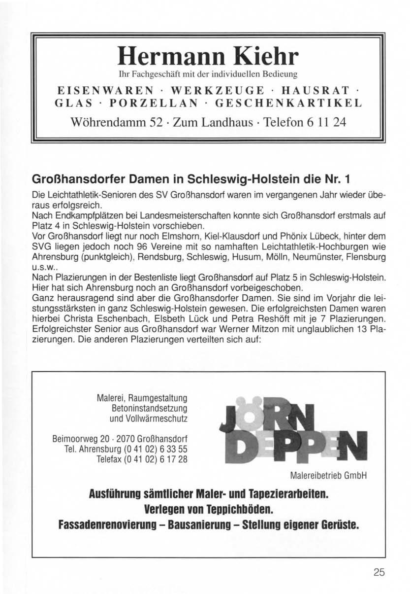 Hermann Kiehr Ihr Fachgeschäft mit der individuellen Bedieung EISENWAREN WERKZEUGE HAUSRAT GLAS, PORZELLAN GESCHENKARTIKEL Wöhrendamm 52.
