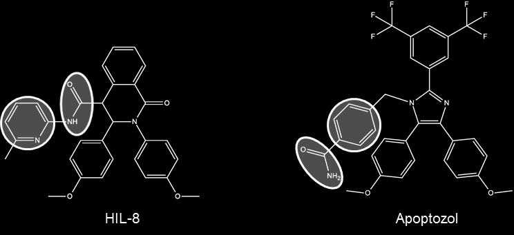 zum Az zurückzuführen ist (siehe Abb. 46) und aus HIL-8 eine vielversprechende Templatstruktur für zukünftige Liganddesignstudien macht. Abb. 46. Vergleich der Molekülstrukturen von HIL-8 und Apoptozol.