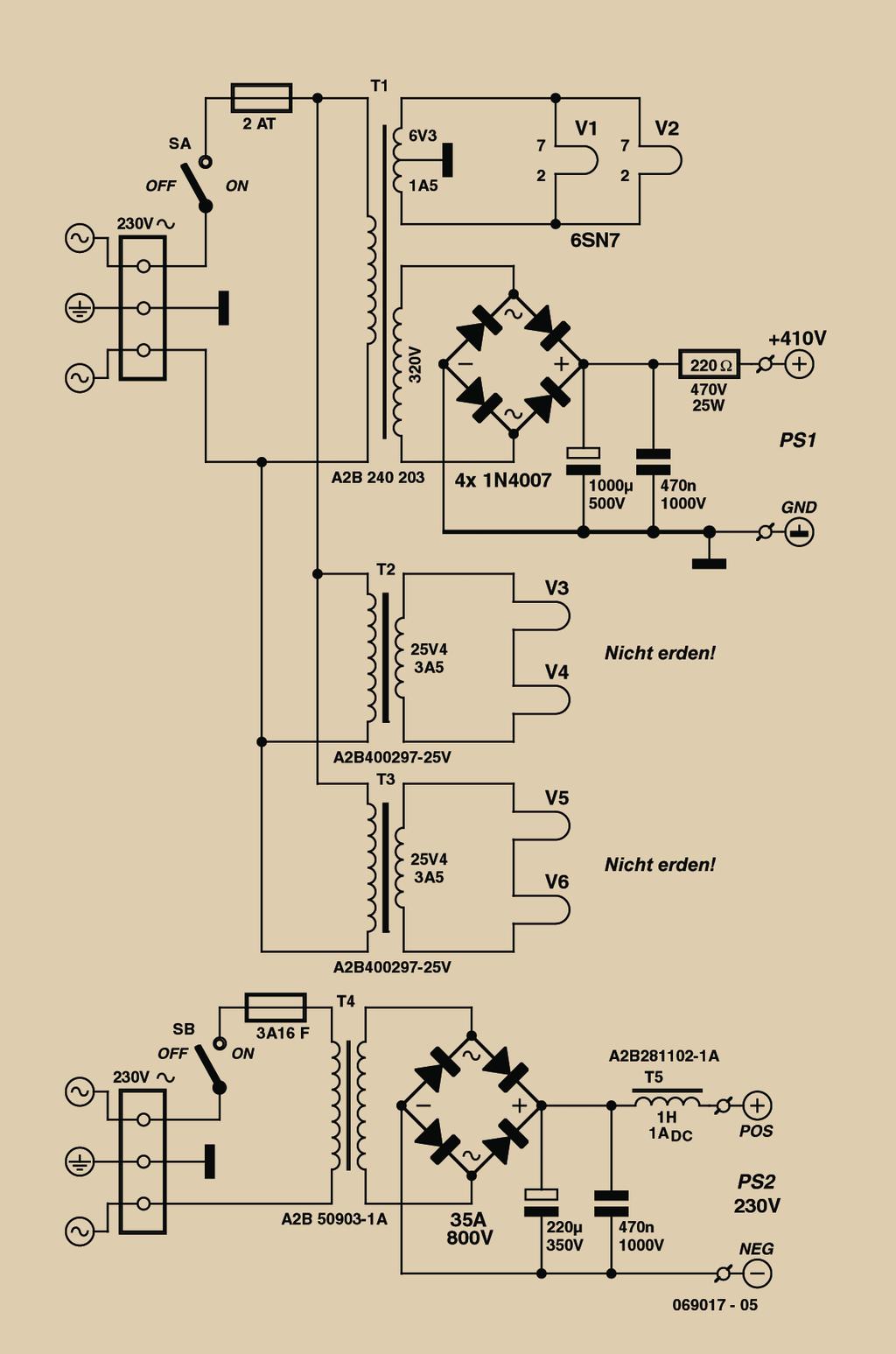 Bild 4: Audioteil des Duplex mit einfachem Double-Ended-Ausgangstrafo. fungsfaktor.