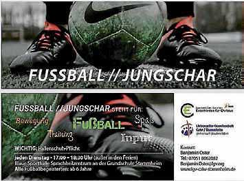 Plakat: Benjamin Oster Fußball-Jungschar in Stammheim Alle fußballbegeisterten Kinder ab sechs Jahren sind herzlich zur Fußball-Jungschar eingeladen. Diese findet seit 5.