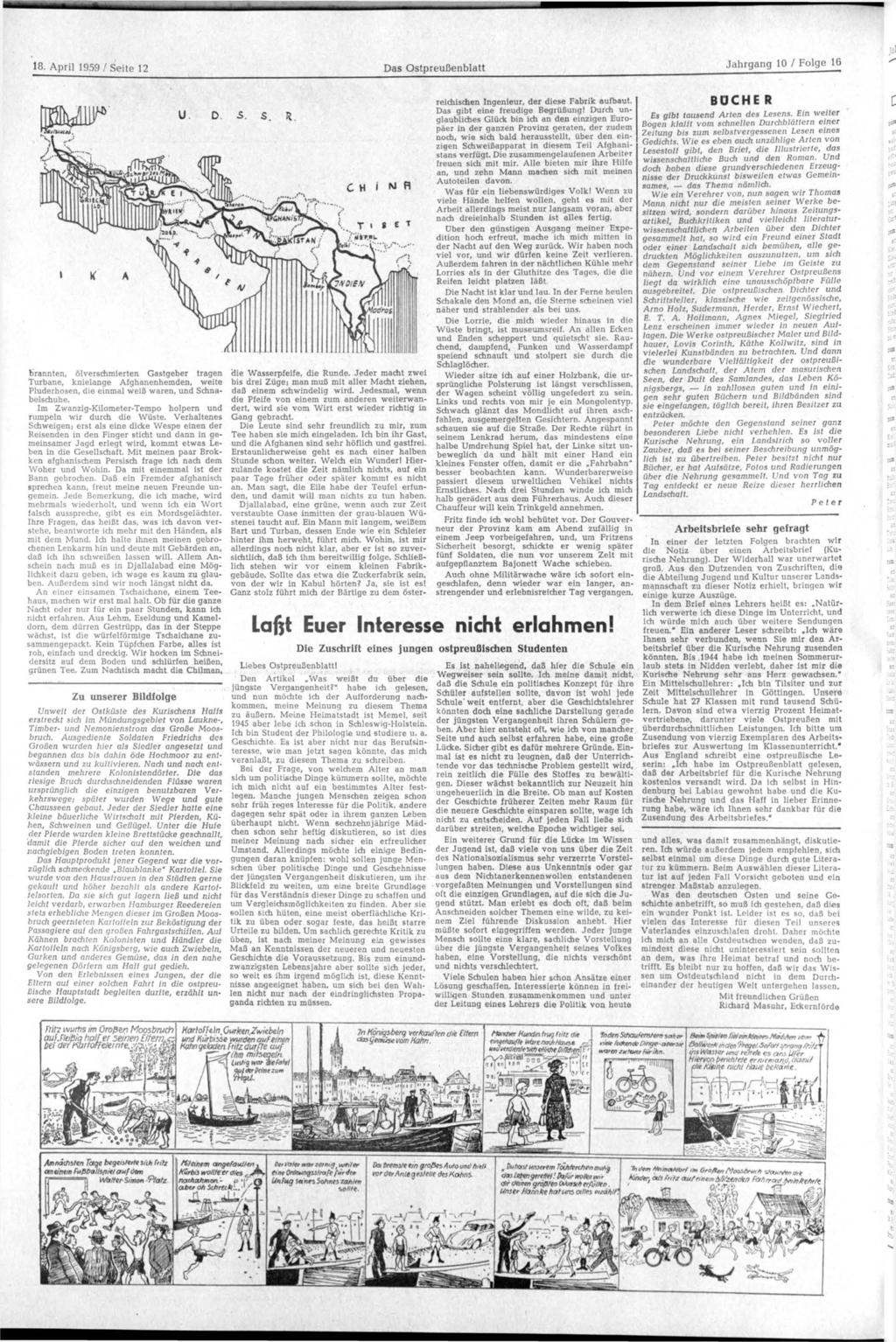 18. April 1959 / Seite 12 Das blatt M> Mtbrannten, ölverschmierten Gastgeber tragen Turbane, knielange Afghanenhemden, weite Pluderhosen, die einmal weiß waren, und Schnabelschuhe.