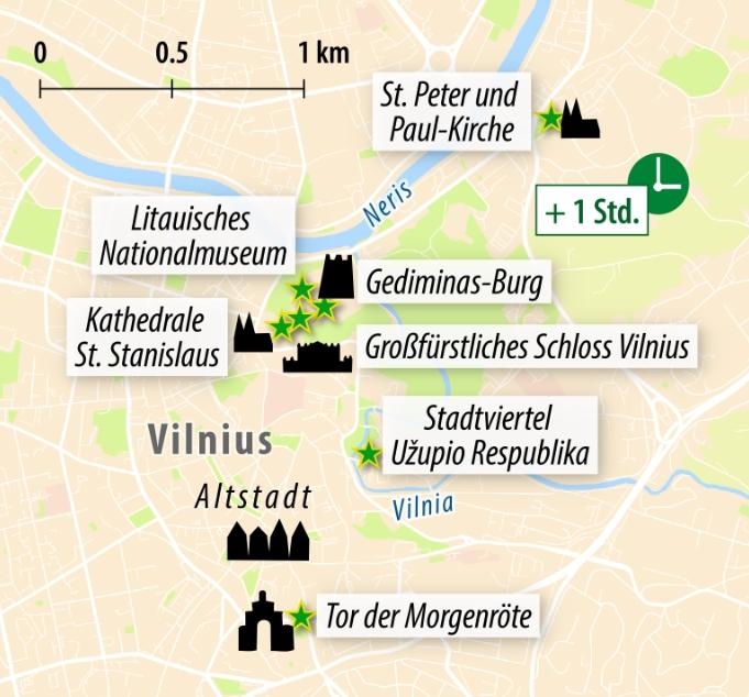 Ihr Reiseablauf Vilnius, die Hauptstadt Litauen ist auf den ersten Blick überschaubar, hat aber so Einiges für seine Besucher zu bieten.