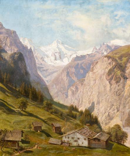 Gemälde des 19. Jahrhunderts 3218* OTTO THEODORICH ADOLF DE TURCKHEIM (Breisgau 1826 1897 Baden-Baden) Blick ins Lauterbrunnental. 1893. Unten rechts signiert und datiert: O. v. Türckheim 1893.