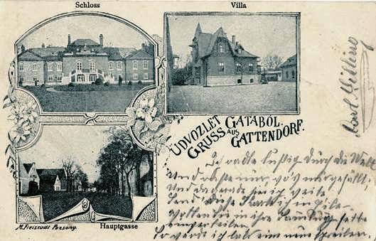 Oben: Ansichtskarte gelaufen 1899: a) Neues