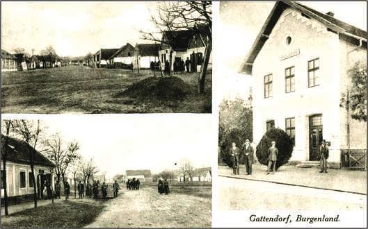 Oben: Ehemaliges Gemeindeamt erbaut 1904, daneben hinter dem Baum das spätere Gasthaus Limbeck; Karte gelaufen 1925.