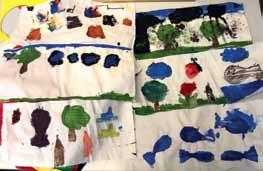 13. Januar 2015 Suse Kaluza - Textilwerkstatt Die entstandenen Stempel Pappstempeltechnik auf verschiedenen Textilien Für die Speiseräume werden in diesem Workshop Collagen und Wandbilder aus Textil