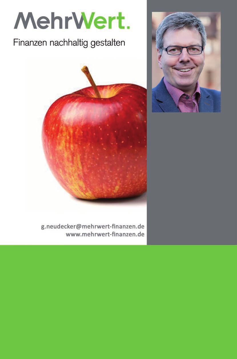ANZEIGE ANZEIGE Gerhard Neudecker Bankbetriebswirt Fachberater für nachhaltiges Investment Ruthmarie Moldenhauer Weites Land Artikelnr: 356.361 ISBN: 9783955783617 Preis: 12.