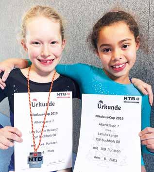 KUNSTTURNEN SCHWIMMEN KUTU-SPLITTER Klein, aber erfolgreich: e 7-jährigen Lilly-Sophie und Latisha turnten sich nach ihrem großartigen Abschneiden bei den Landesmeisterschaften und beim Nikolaus-Cup