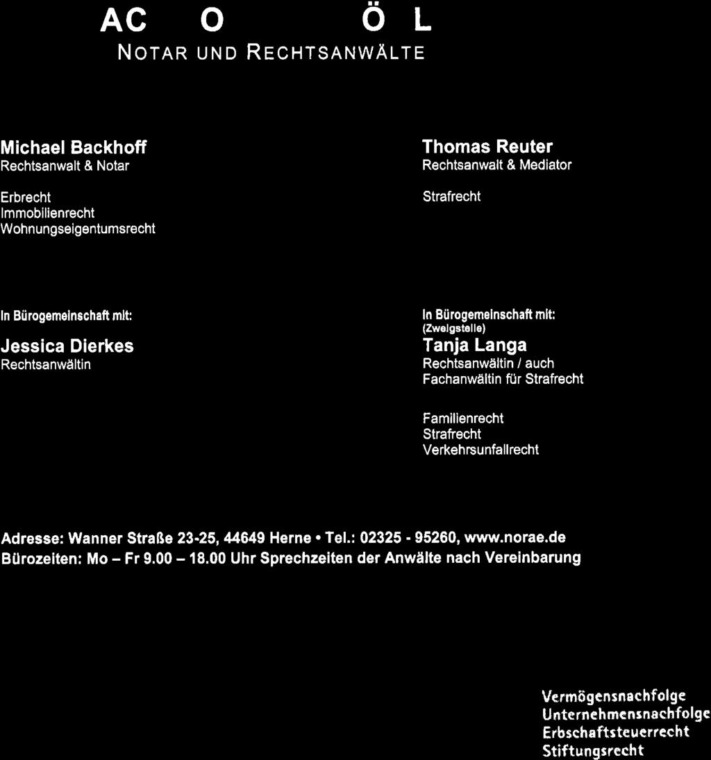 Michael Backhoff Peter Wöhle Thomas Reuter Rechtsanwalt & Notar