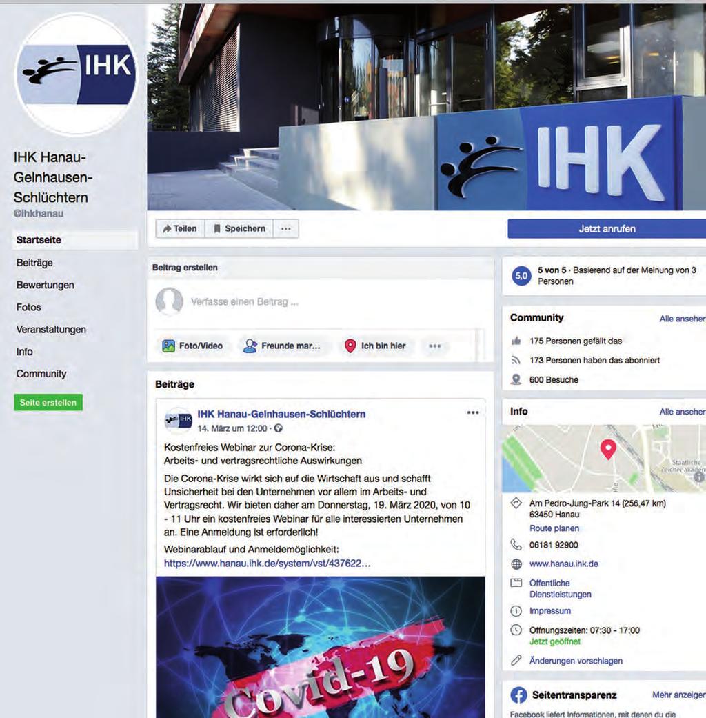 Ihre IHK auf Facebook Seit Februar bietet die IHK online unter www.facebook.