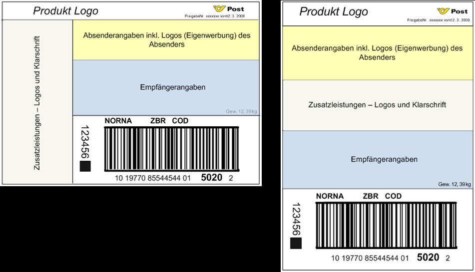 2.1. Labelformate Es stehen 2 unterschiedliche Seitenausrichtungen zur Auswahl siehe untenstehende Abbildungen (Bilder nicht in Originalgröße).