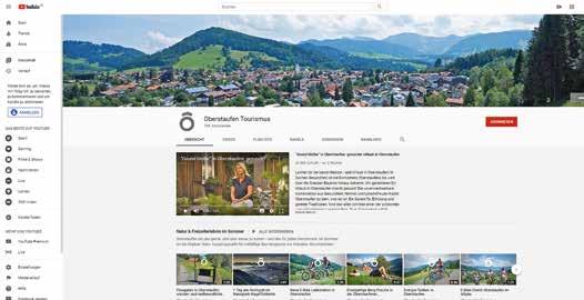 Tourismus Lokales Oberstaufen PLUS auf dem YouTube-Kanal von Oberstaufen Tourismus Bereits seit einigen Jahren verwaltet Oberstaufen Tourismus einen eigenen Kanal auf YouTube.