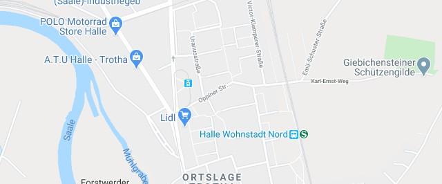 Location Der Ortsteil Trotha liegt im nördlichen Bereich der Stadt Halle, in umittelbarer Nähe zur Saale. Ein idyllischer Stadtteil für jung und alt!