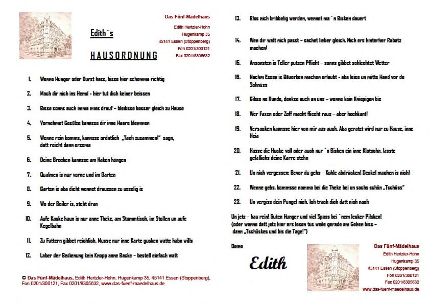 Bevor es aber mit dem Essen losging, mussten alle noch das Ruhrpott-Quiz mitmachen. 10 (kreative und Wissens-) Fragen rund um den Ruhrpott waren zu beantworten wie z. B.: Was ist ein Schlabberkappes?