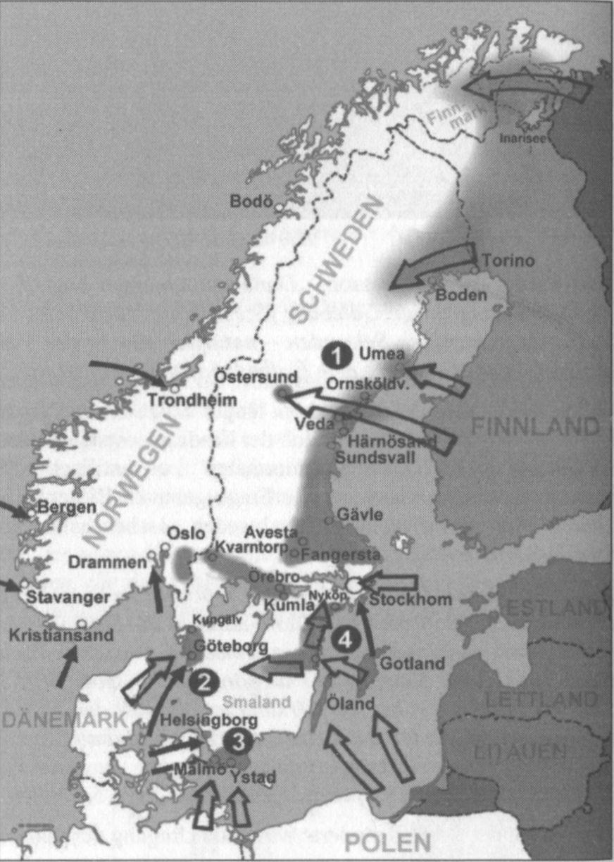 rückgezogen. Aber dort leisteten die Schweden einen furchtbaren Widerstand und einige der feindlichen Heere kamen um. [...] Hier kam der Feind nicht weiter.