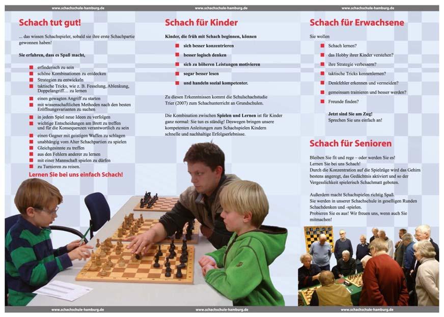 A Schachschule Hamburg Zum Gründungsteam der Schachschule gehören außerdem: Jade Schmidt: o o o o C-Trainerin des Deutschen Schachbundes Studium der Bildungswissenschaft; Abschluss: Bachelor of Arts