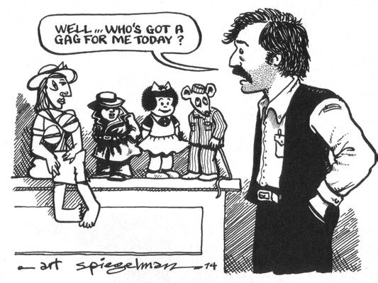 Was ist ein Comic-Autor? Abb. 9b. Art Spiegelman:»Well who s got a gag for me today?«(1974), in: Art Spiegelman: Breakdowns. Portrait of the Artist as a Young %@!, o.s. Den Bruch benennt die neue Bedeutung, die die zitierte Frage»Who s got a gag for me today?