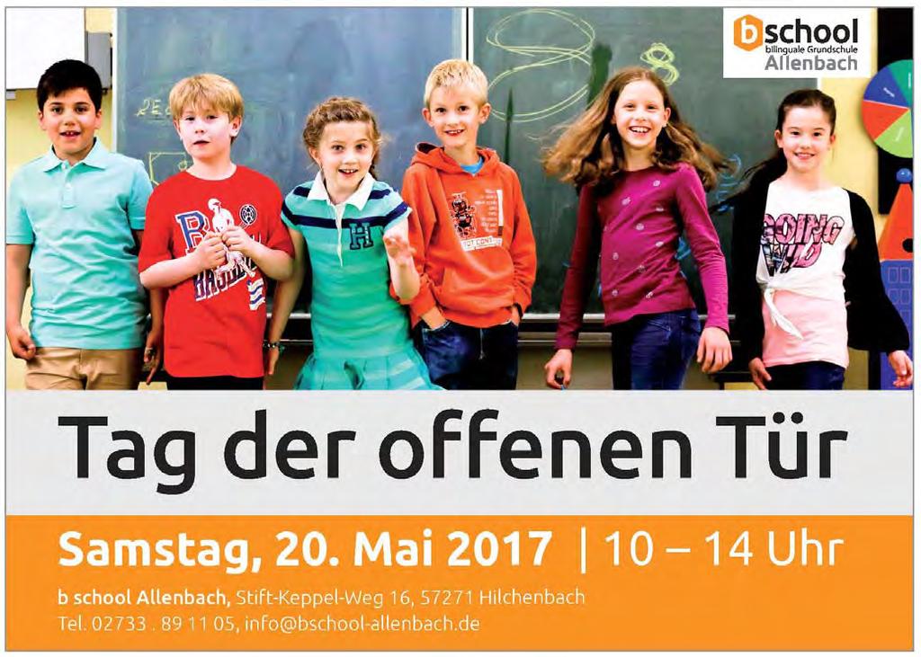 34 124. Tag der offenen Tür der b school Allenbach 125. Veranstaltungen Veranstaltungskalender der Stadt Hilchenbach vom 9. Mai bis 14.