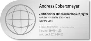 ZERTIFIZIERUNGEN 2020 Re-Zertifizierung Datenschutzbeauftragter nach DIN EN ISO/IEC 17024:2012 (Global-Cert) 2020 Zertifizierung