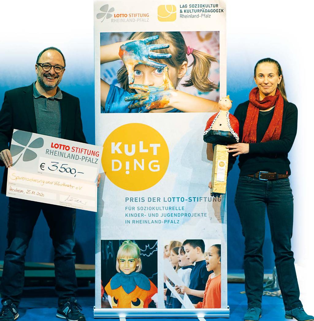 LOTTO Rheinland-Pfalz Stiftung verlieh zum zweiten Mal das KultDING Drei Kulturprojekte ausgezeichnet Seit 13 Jahren unterstützt die LOTTO Rheinland- Pfalz Stiftung gemeinnützige Anliegen im Land.