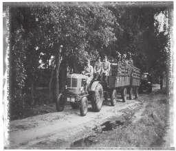 Die Brettorfer Schützen traten kurz nach Mittag an, um mit einem motorisierten Festzug aus Trecker und Wagen die noch amtierende Schützenmajestät des Jahres 1939, Helmut Freye, von seinem Hof in