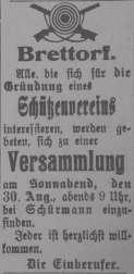 Die Jahre vor und während des 2. Weltkrieges (1924 1945) GründungeinesSchützenvereinsinBrettorf dieanfangsjahre Zu Beginn der 20er Jahre erholte sich die Wirtschaft sehr langsam von den Folgen des 1.