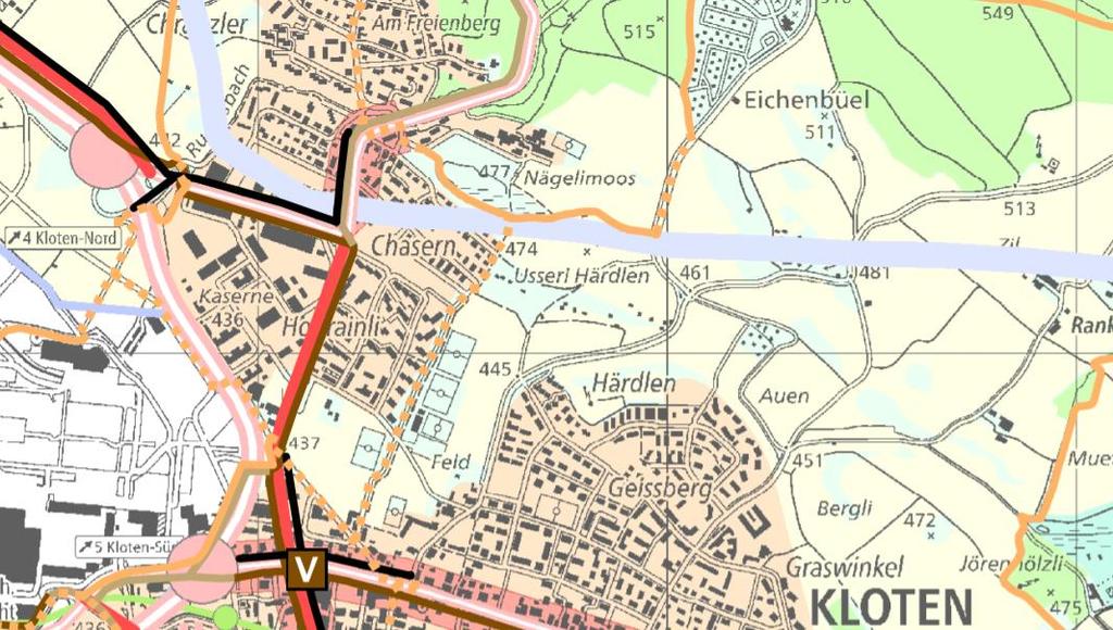 1 Abbildung 5: Ausschnitt Regionaler Richtplan Karte Verkehr vom 14.02.2018 Kommunaler Richtplan Stadt Kloten Der kommunale Richtplan stammt aus dem Jahr 1999.