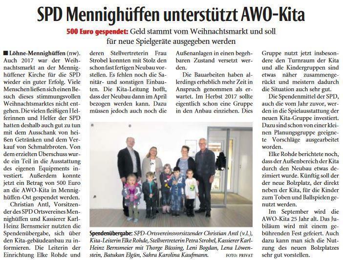ARCHIV OV SPD-Mennighüffen 100 Jahre Ortsverein Mennighüffen Chronik von Wolfgang Böhm hier 2018 Neue Westfälische 13 - Löhne und Gohfeld, Donnerstag 08.
