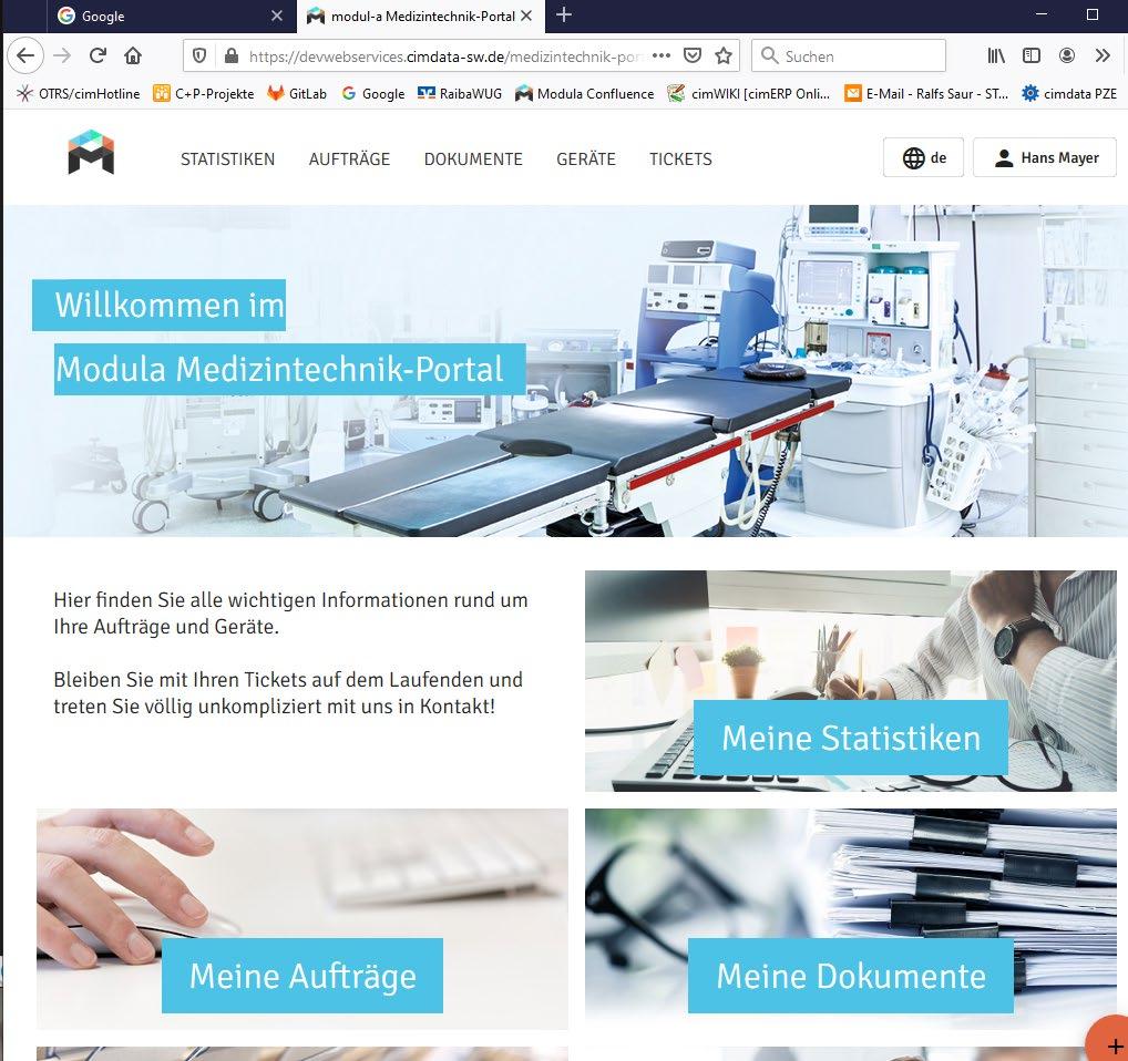 Fa. cimdata software GmbH für Modula-Gruppe - DEMO-Portal