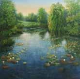 Acryl auf Leinwand Ludmilla Ukrow Teich mit Seerosen Öl auf Leinwand 50 x 50
