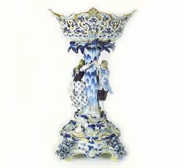 Karaffe Vase Porzellan Messing Jugendstil Antik Stil H.35cm Henkelkanne Vase
