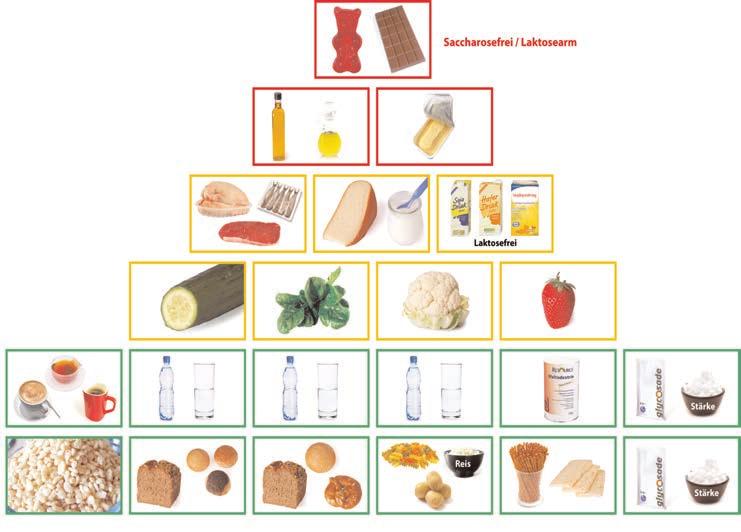 2. DIÄT UND ERNÄHRUNG Glykogenose Typ I Diättherapie 2.10 Ernährungspyramide für die Ernährung bei Glykogenose Typ I Die Ernährungspyramide ist eine Darstellungsform aus dem Bereich gesunde Ernährung.
