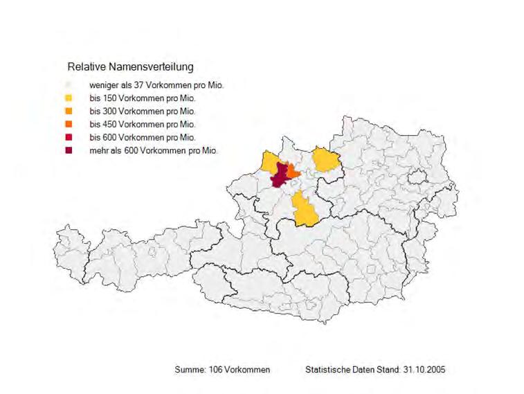 Familiennamen aus Berufen in Österreich 261 Karte 21: Der FamN Kaltseis