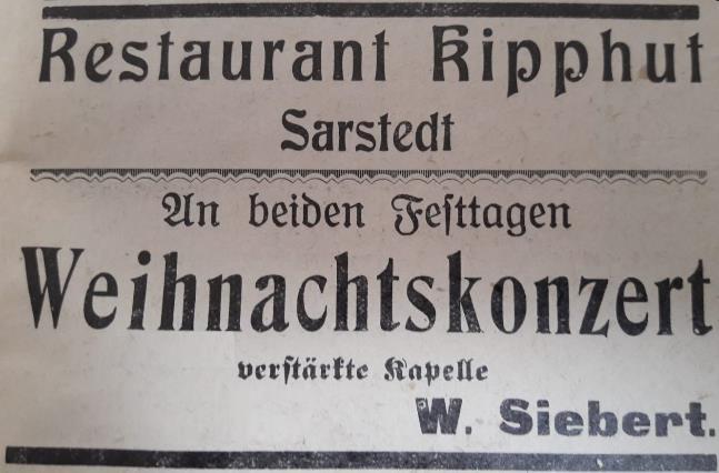 In einer der seltenen Werbeanzeigen, die Wilhelm Siebert geschaltet hat, kündigte er in der Sarstedter Zeitung vom 24.