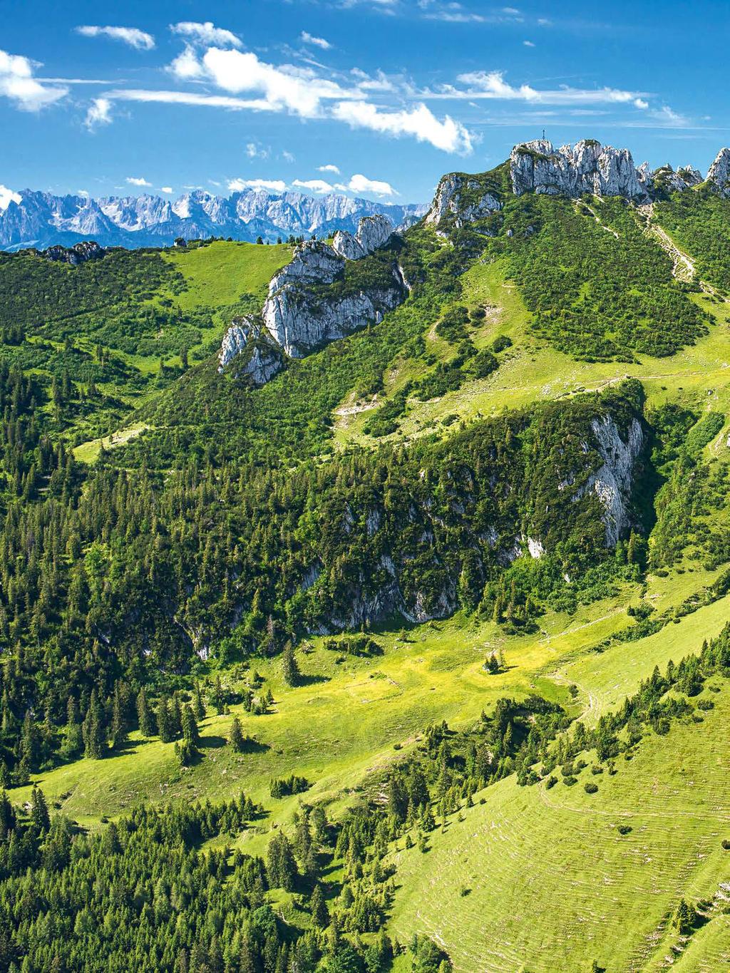 REISE FÜNF ROUTEN MIT PANORAMA-BLICK Touren-Tipps Egal ob Allgäu, Chiemgau oder Ammergauer Alpen Bayerns Berge haben in unterschiedlichsten Schwierigkeitsgraden wunderschöne Panorama-Touren zu bieten.