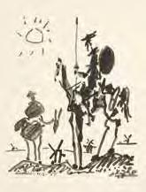 734 Don Quichotte und Sancho Pansa. Offsetlitho über getöntem Grund nach einer 1955 entstandenen Tuschpinselzeichnung Picassos. 120, Vgl. Czwiklitzer (dtv) 184A (Plakat 1970).