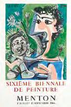 740 Sixième Biennale de Peinture. Werbeplakat für die 6. Gemälde-Biennale in Menton 1966. Farblithographie von Henri Deschamps über farb.