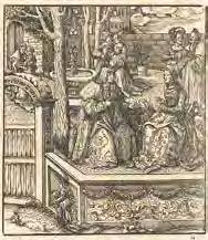 [ms] (158) 51 Der alte König warnt seinen Sohn vor der flämischen Partei Der Weißkunig erlernt von seiner Braut die Sprach der Burgunder. 2 Bll. Holzschnitte von L. Beck aus M.