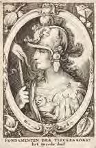 15. 17. JAHRHUNDERT HENDRICK GOLTZIUS Mühlbrecht 1558 1617 Haarlem 67 Brustbild der Göttin Athene im Oval, umgeben von allegorischen Symbolen.