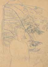Sowohl die Haltung der nur leicht skizzierten Frau als auch das Astund Laubwerk des Baums und der Ausblick in eine Ebene weisen starke Ähnlichkeit mit dem o.g. Gemälde auf.