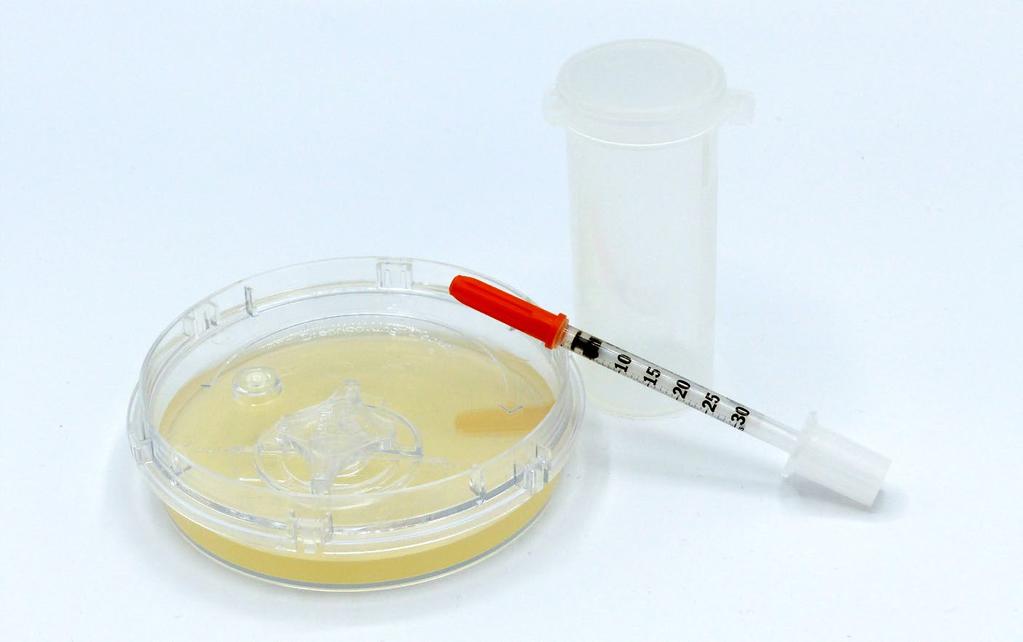 GOOWACO WASSER-SCHNELLTEST Die Petrischale mit integriertem Ausstrichsystem erlaubt Ihnen, in kurzer Zeit