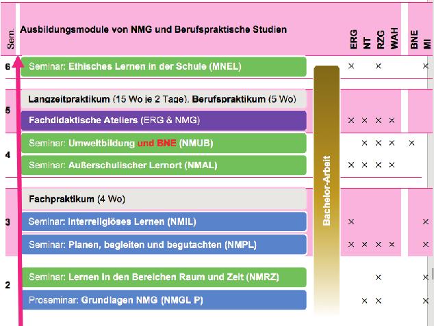 Lernen mit Perspektive(n) 101 4 Einblicke in die Curriculums-Struktur von NMG NMG wird in allen sechs Semestern des BA-Studiums