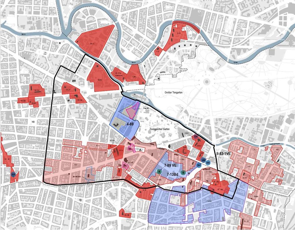 2.1.4 Bauleitplanung Bebauungspläne, aktuelle Planungen Die City West zeichnet sich durch eine starke räumliche Verflechtung verschiedener Funktionen aus.
