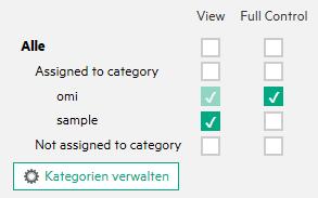 Verwaltung Kategorisieren von Dashboards Damit Sie einem Benutzer Dashboard- Berechtigungen erteilen können, muss dem Dashboard mindestens eine Kategorie zugewiesen sein.