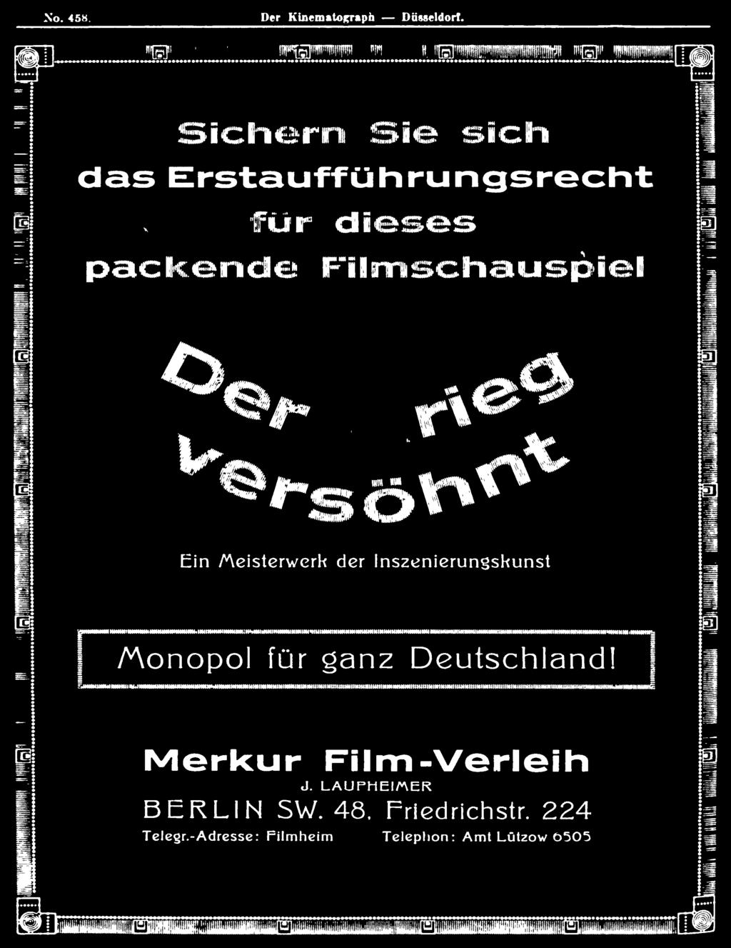 /Monopol für ganz Deutschland! Merkur Film-Verleih J.